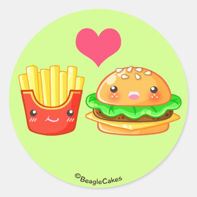 Rond Sticker pour hamburger et frites (Devant)