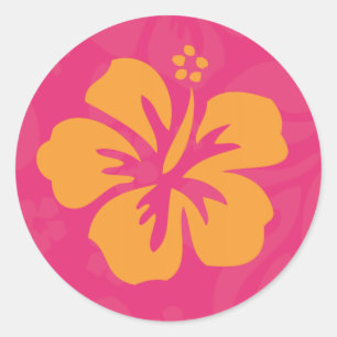 Rond Sticker pour Hibiscus Orange Azalea