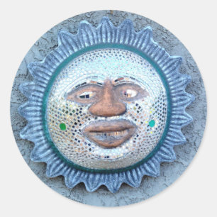 Rond sticker pour la face de soleil drôle