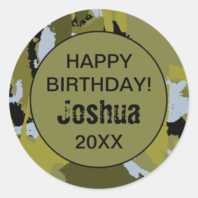 Rond Sticker pour la fête d'anniversaire de Camo (Devant)