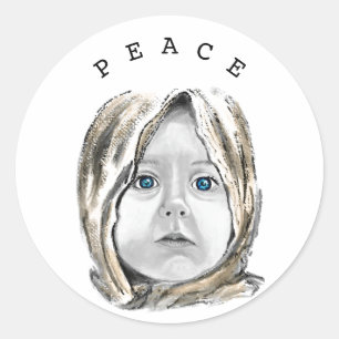 Rond Sticker pour la paix avec Little Girl Hope