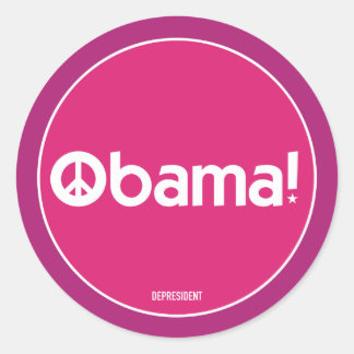 Rond Sticker pour la paix d'Obama rose