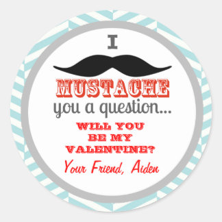 Rond Sticker pour la Saint-Valentin des enfants Mustach