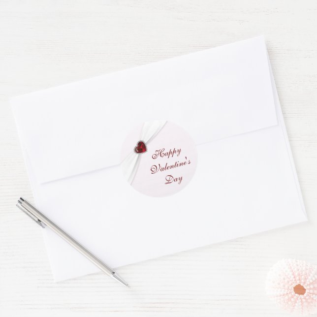 Rond Sticker pour la Saint Valentin Ruby Pink (Enveloppe)