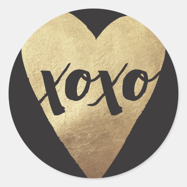 Rond Sticker pour la Saint Valentin XOXO Gilded - Noir (Devant)