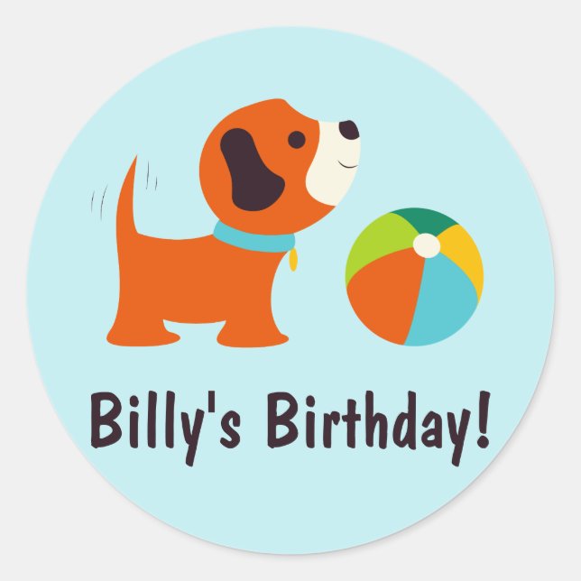 Rond Sticker pour l'anniversaire des chiots (Devant)