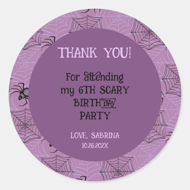 Rond Sticker pour l'anniversaire d'Halloween rose éffra (Devant)