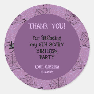 Rond Sticker pour l'anniversaire d'Halloween rose éffra