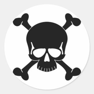 Rond Sticker pour le crâne et les os croisés