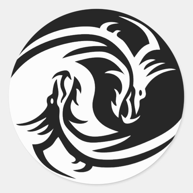 Rond Sticker pour le dragon tribal Yin Yang (Devant)