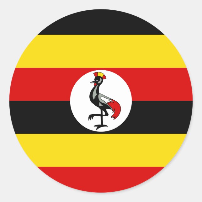 Rond Sticker pour le drapeau de l'Ouganda (Devant)