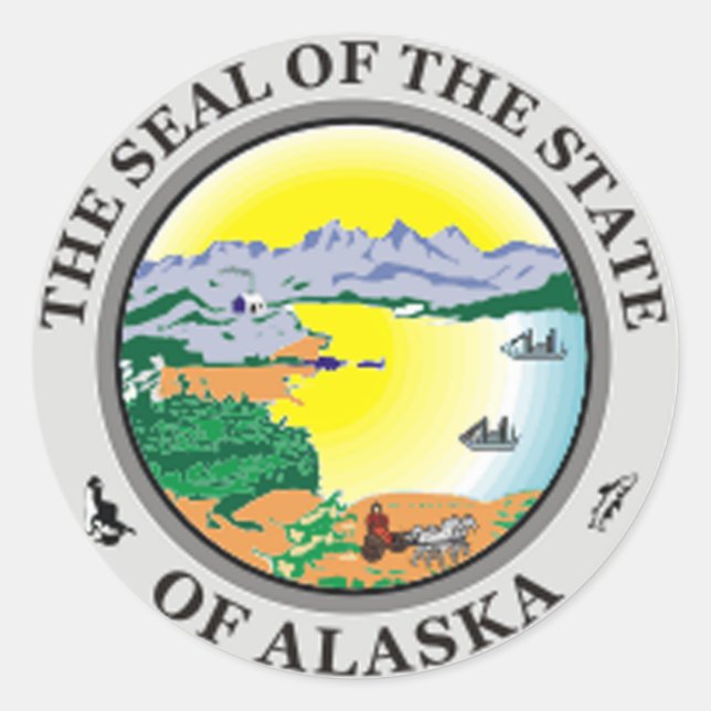 Rond Sticker pour le phoque de l'état de l'Alaska (Devant)