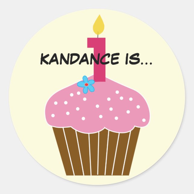 Rond Sticker pour le premier anniversaire du gâteau dou (Devant)