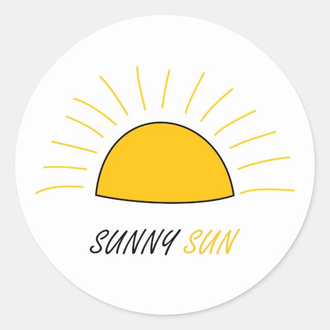 Rond Sticker pour le soleil mignon Doodle (Devant)