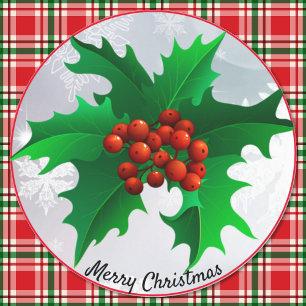 Rond Sticker pour l'enveloppe Holly de Noël pour phoque