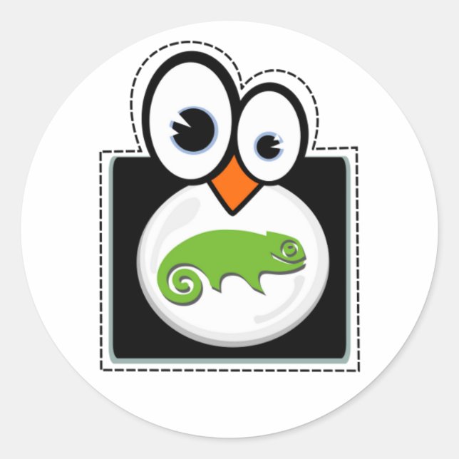 Rond Sticker pour manchot Linux Penguin Suse (Devant)