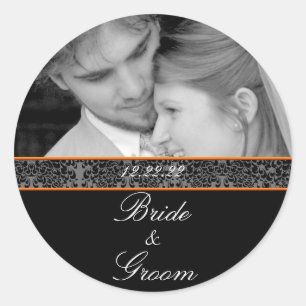 Rond Sticker pour mariée et chambre Votre photo Orange 