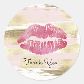 Rond Sticker pour Merci à lèvres Blush & Gold