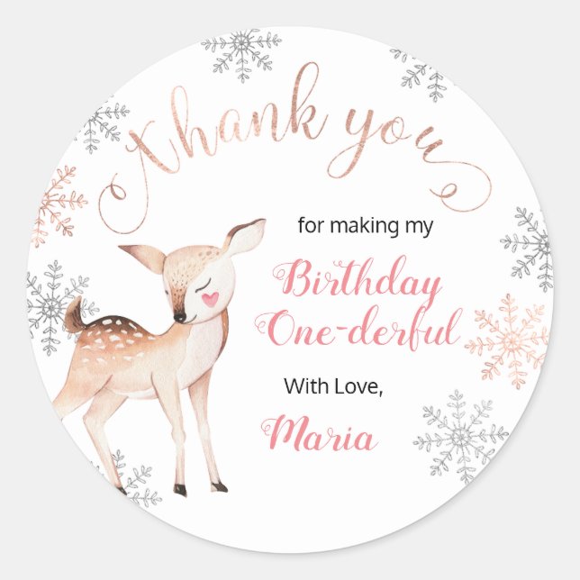 Rond Sticker pour Merci d'anniversaire de l'hiver de Ce (Devant)