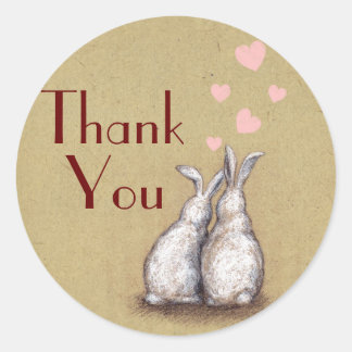 Rond Sticker pour Merci personnalisé Forever Love Bunni
