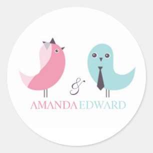 Rond Sticker pour oiseaux de mariée et de champignon ma