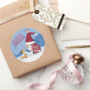 Rond Sticker pour oiseaux renard nageoire de Noël ennei