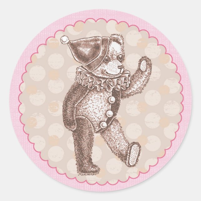 Rond Sticker pour ours en peluche - rose (Devant)