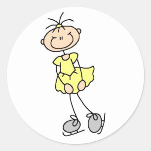 Rond Sticker Pour Patineuse Sur Glace Jaune