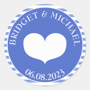 Rond Sticker pour phoque bleu marine de mariage personn