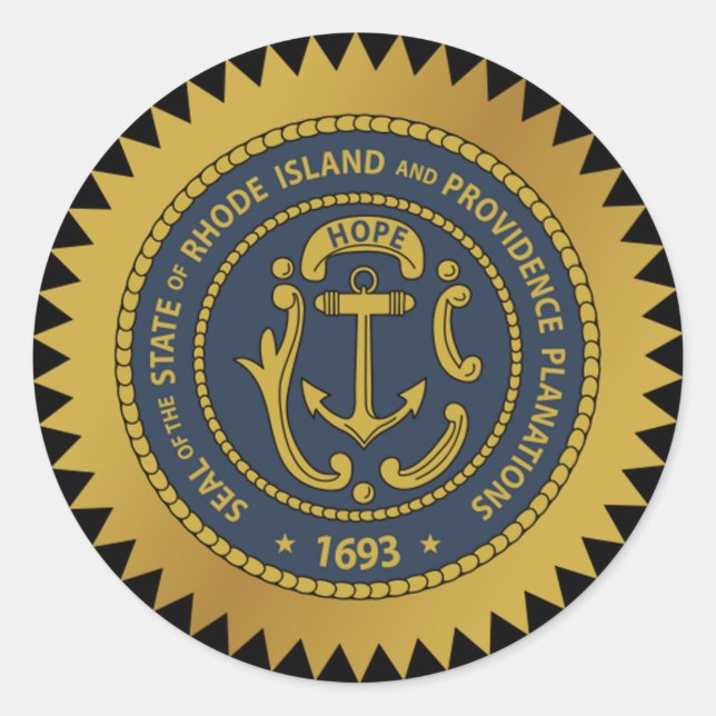 Rond Sticker pour phoque d'état de Rhode Island (Devant)