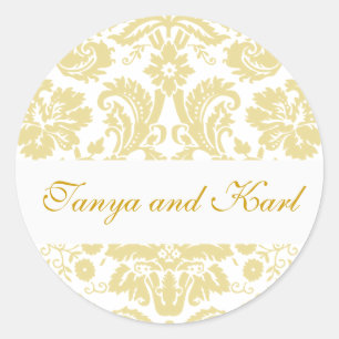 Rond Sticker pour phoque Mariage damassé pour mariée en