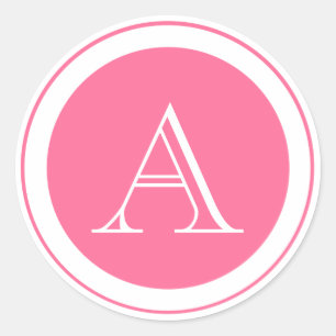 Rond Sticker pour phoque rose Monogramme