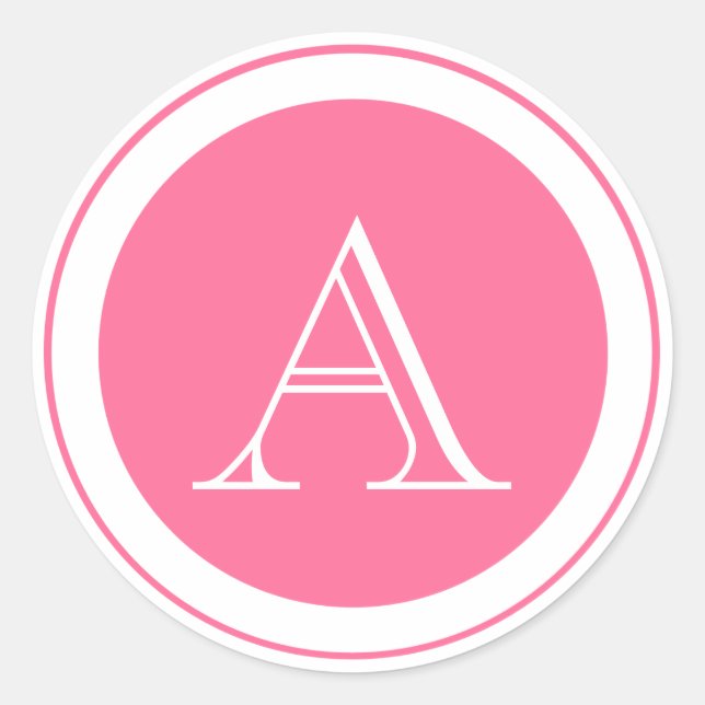 Rond Sticker pour phoque rose Monogramme (Devant)