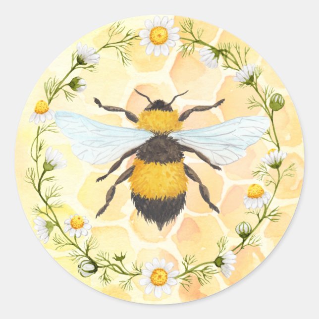 Rond Sticker pour pot de miel de l'abeille (Devant)