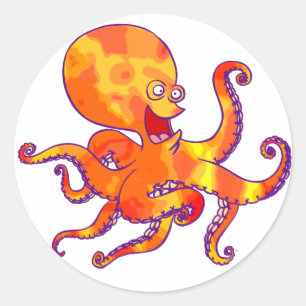 Rond Sticker pour poulpe de dessin amusant