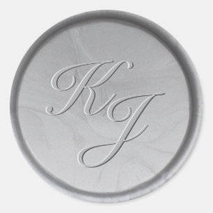 Rond Sticker pour sceau de cire argentée des initiales