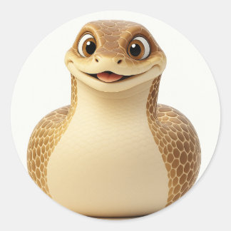 Rond Sticker pour serpent à cartons doux et souriant