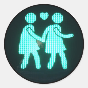 Rond Sticker pour signal piéton lesbien