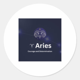 Rond Sticker pour signes Zodiac Aries