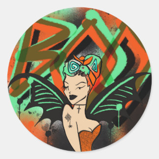 Rond Sticker pour sorcière de graffiti Boo