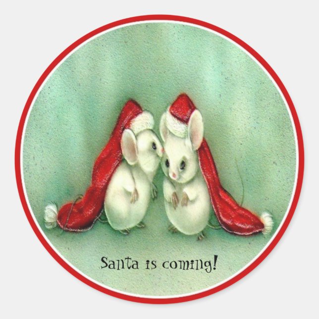 Rond Sticker pour souris de Noël avec chapeau de Père N (Devant)