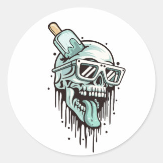 Rond Sticker pour Sweat - shirt à capuche de crâne cool