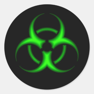 Rond Sticker pour symbole bio-danger vert