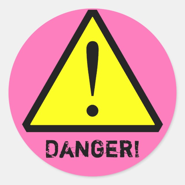 Rond Sticker pour Symbole d'Avertissement Personnalisab (Devant)