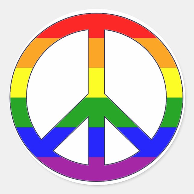 Rond Sticker pour symbole de paix arc-en-ciel (Devant)