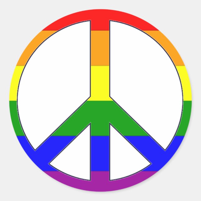 Rond Sticker pour symbole de paix arc-en-ciel (Devant)