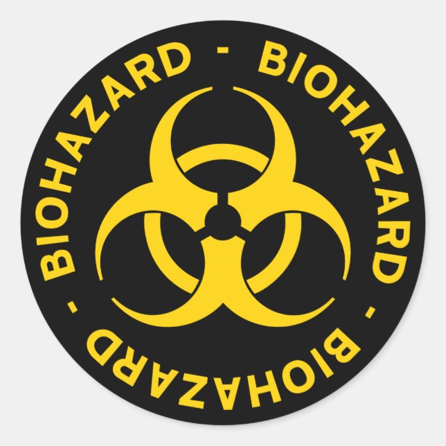 Rond Sticker pour symbole de risque biologique jaune (Devant)