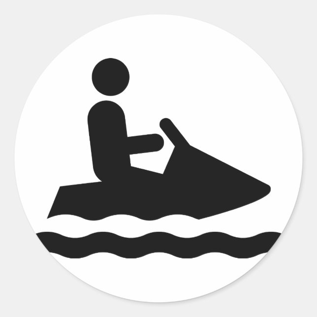 Rond Sticker pour symbole Jetskiing (Devant)