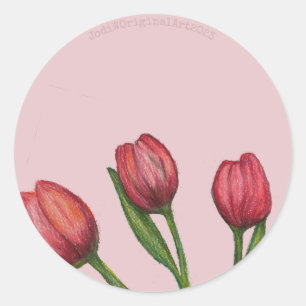 Rond Sticker pour tulipes rouges