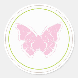 Rond Sticker préféré Baby shower papillon rose